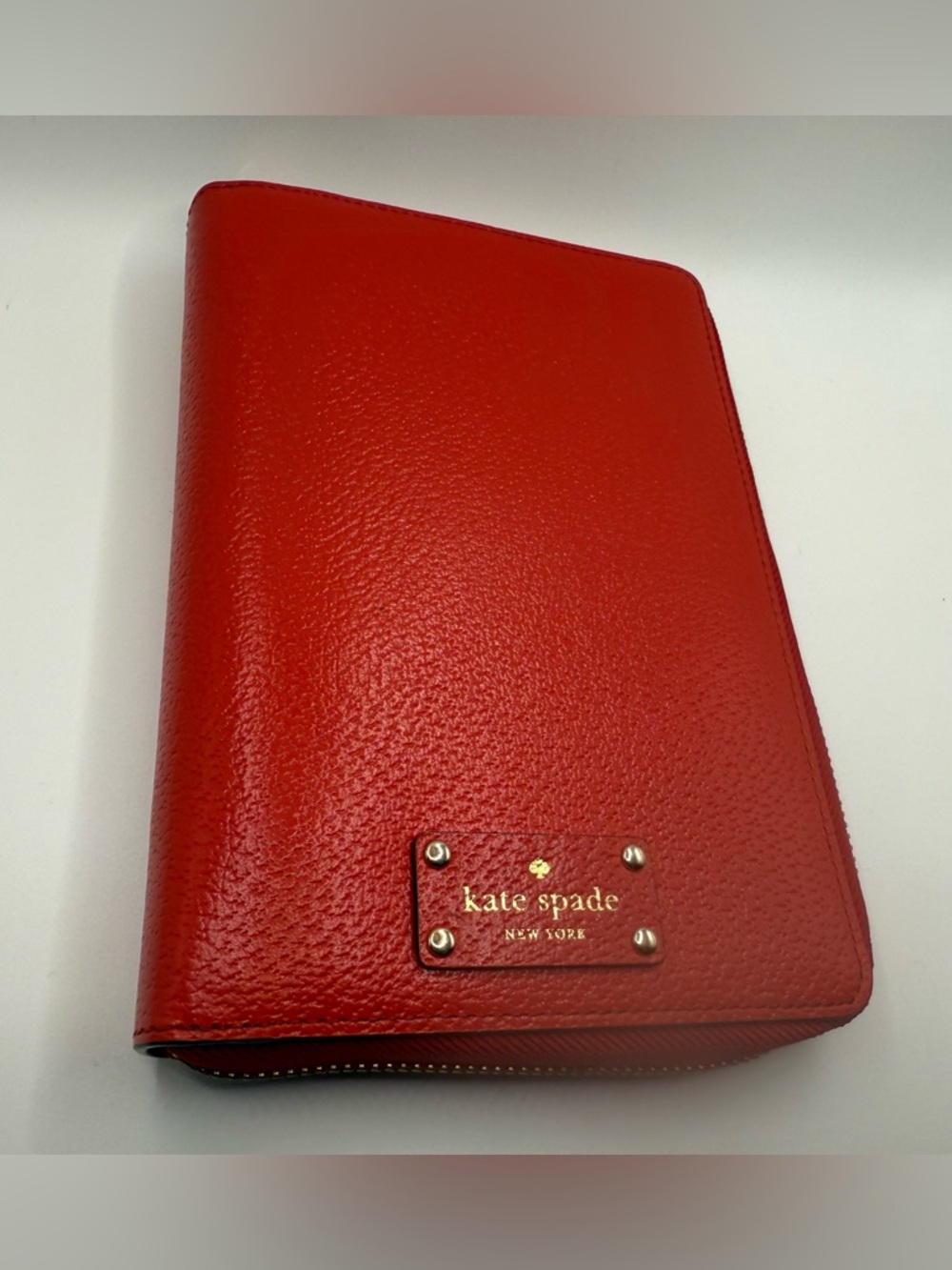 Kate Spade Wellesley  Red Leather Zip Organizer Planner Wallet